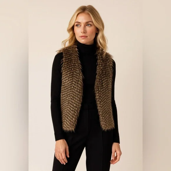 🛍️SALE🛍️ Forever 21 Faux Fur Knit Vest - Picture 1 of 7